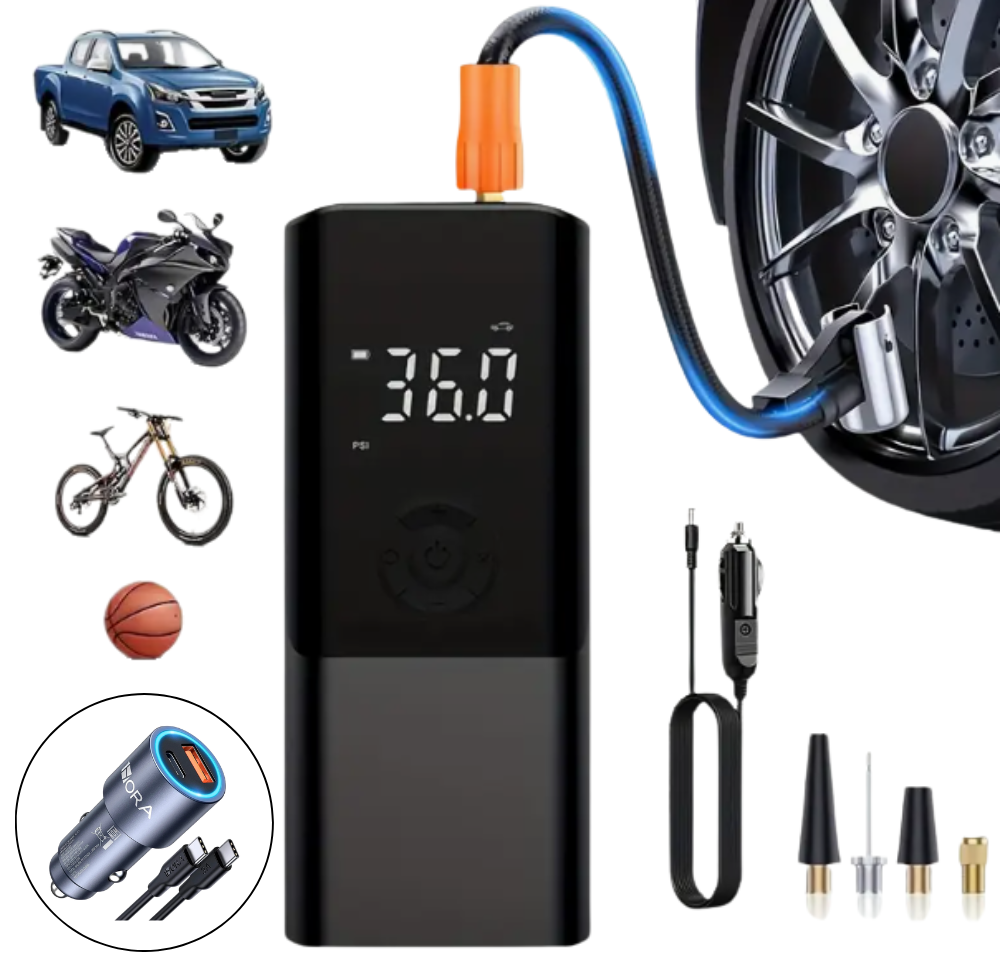 150 PSI Portable Electric Air Compressor Inflator + Charger 38w