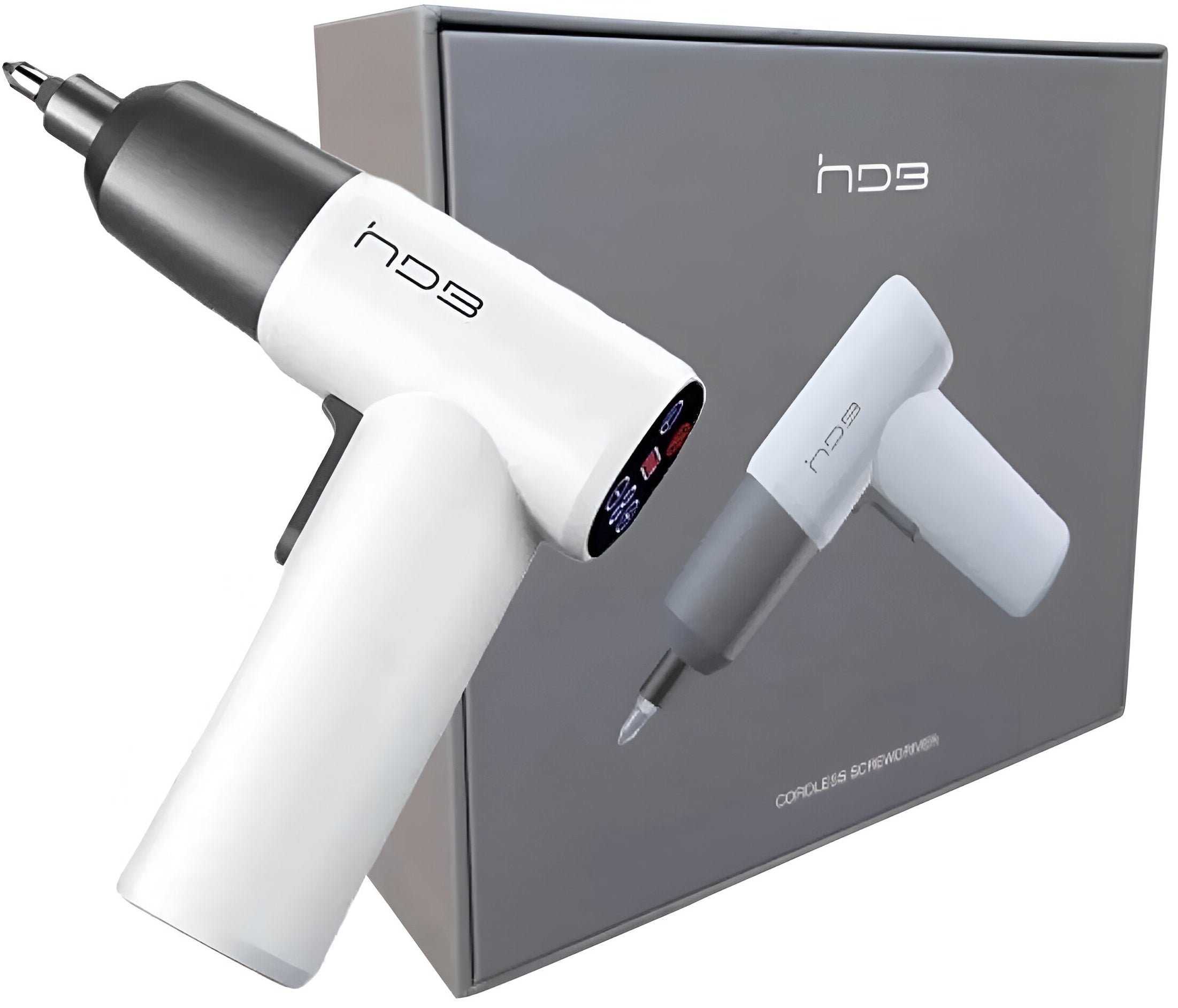 Screwdriver with Digital Display, HDB USB Rechargeable, with Flashlight + Bits